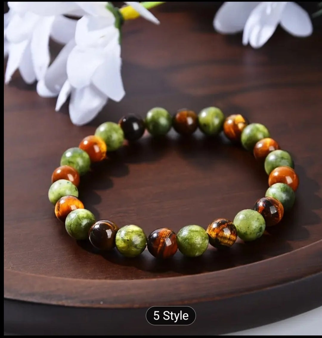 Yhallproduct Money Attraction Bracelet – 11-pcs Tiger Eye & Green Jade Wealth Bracelets