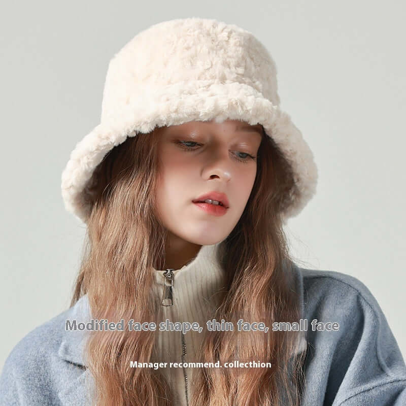 Women's Faux Lambswool Bucket Hat – Soft Winter Fisherman Hat | Warm & Stylish