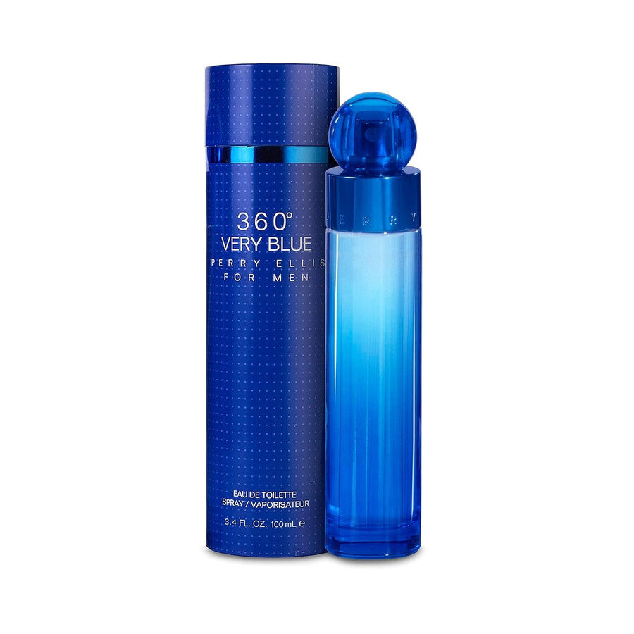 Perry Ellis 360 Blue for Men Eau de Toilette Spray – Fresh Aquatic Woody Fragrance – 100ml / 3.4oz