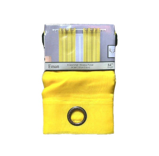 Elegant Yellow Sheer Curtain Panel – 84” Length | Modern Grommet Window Drapes