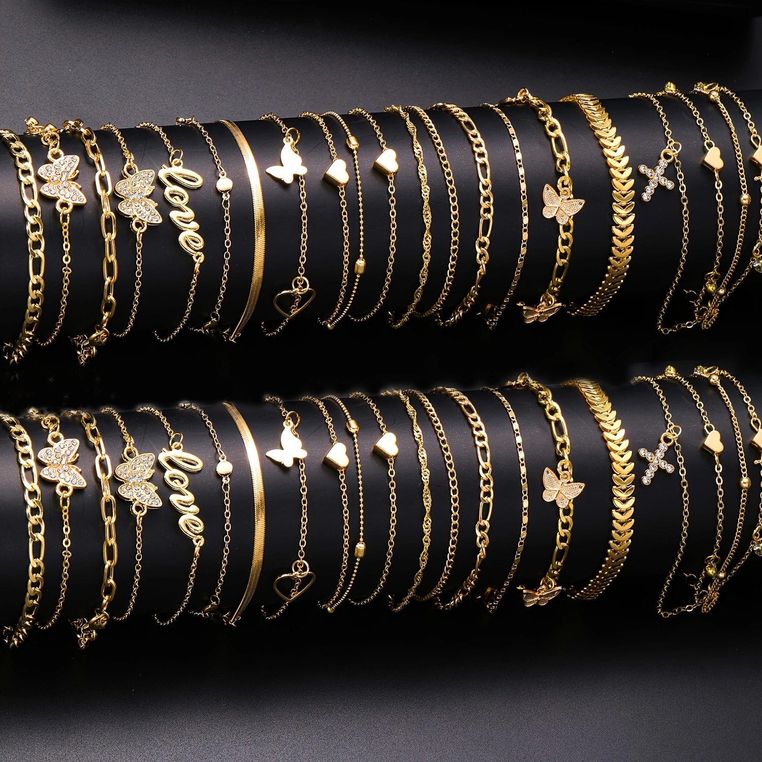 18 Pcs Bohemian Summer Beach Anklet Set for Women – Vintage Butterfly, Heart  Crystal Pendant Foot Bracelets