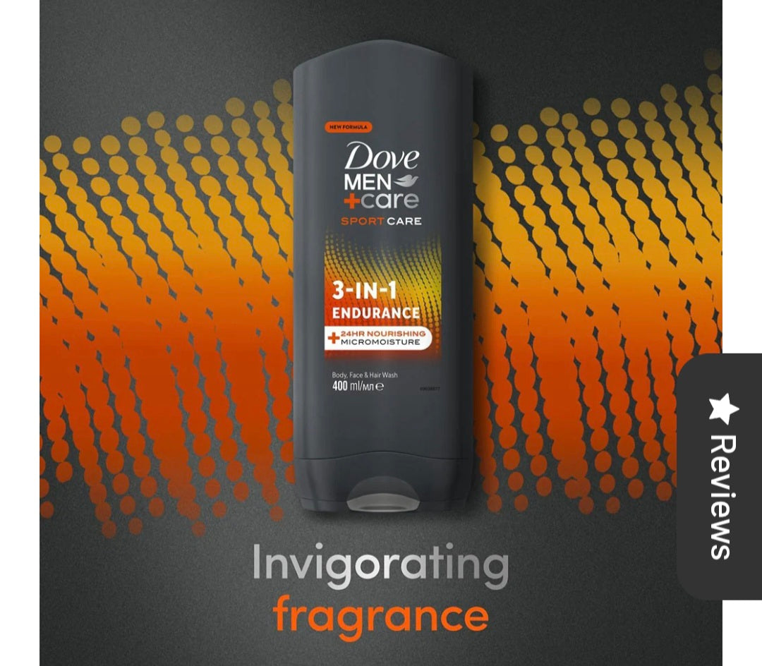 Gel douche 3-en-1 Dove Men Endurance corps, visage et cheveux, 400 ml