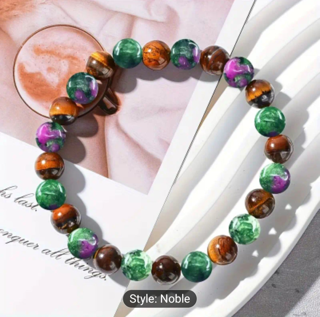 Yhallproduct Money Attraction Bracelet – 11-pcs Tiger Eye & Green Jade Wealth Bracelets