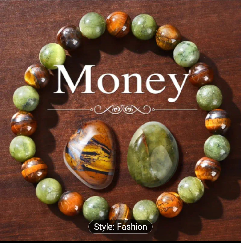 Money Attraction Bracelet – 11-pcs Tiger Eye & Green Jade Wealth Bracelets
