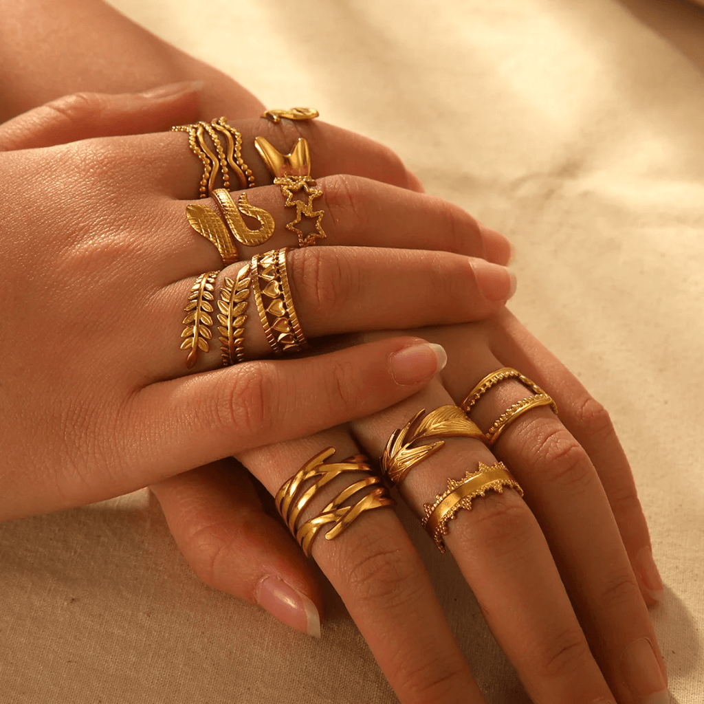 gold plated adjustable rings set