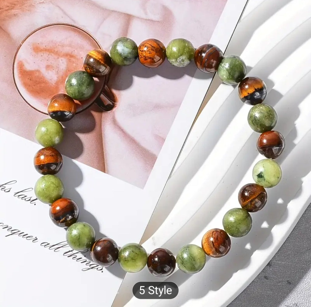 Money Attraction Bracelet – 11-pcs Tiger Eye & Green Jade Wealth Bracelets