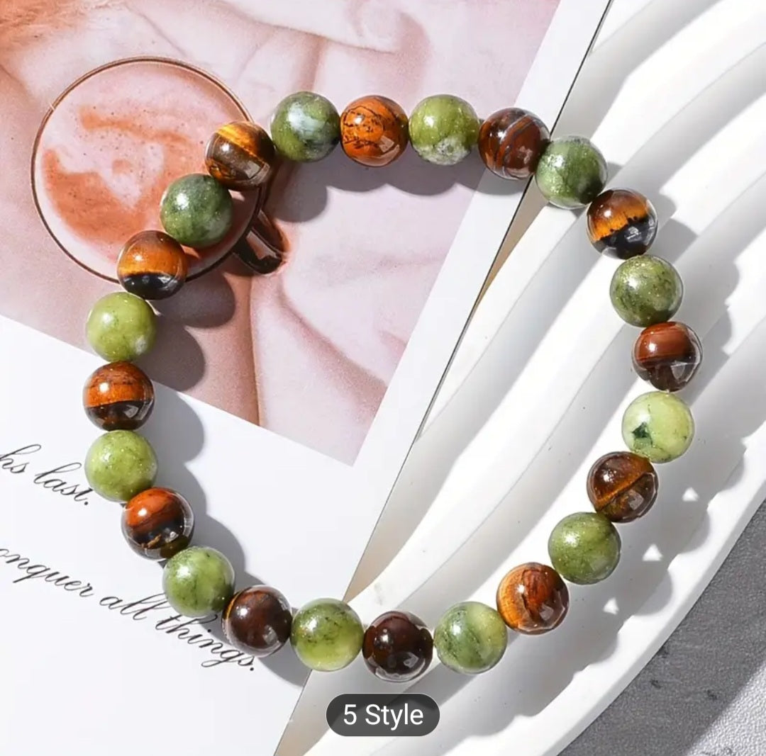 Money Attraction Bracelet – 11-pcs Tiger Eye & Green Jade Wealth Bracelets