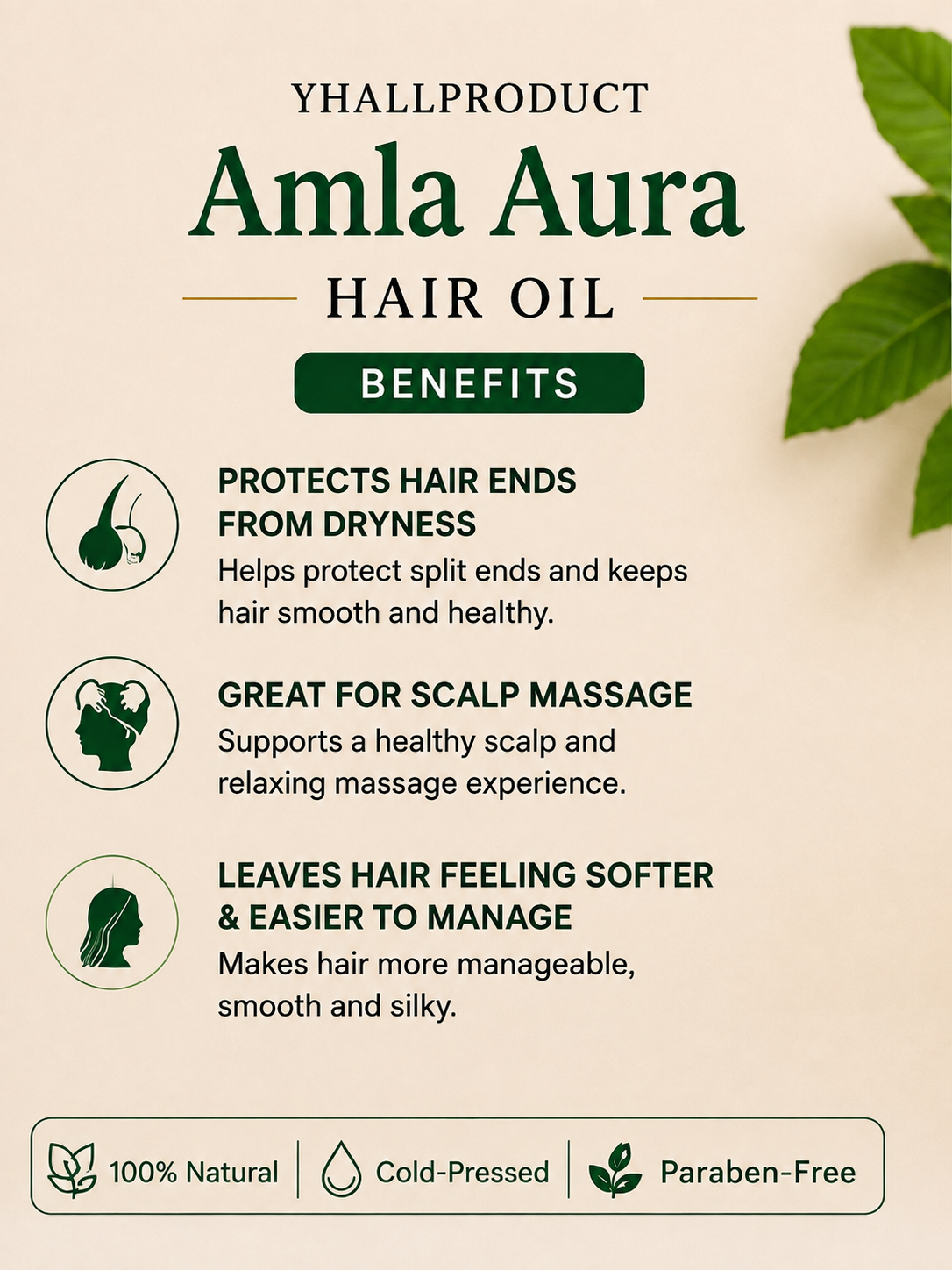 Yhallproduct Amla Aura Hair Oil – Nourishing Scalp & Hair Oil, 4 OZ / 120 mL