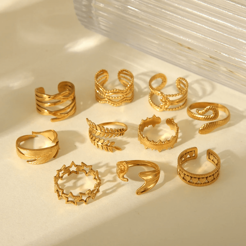 gold plated adjustable rings set