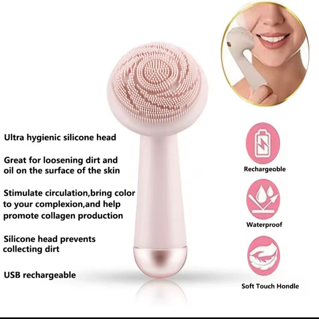 Silicone Facial Cleansing Brush – Waterproof Electric Face Cleanser & Gentle Exfoliator