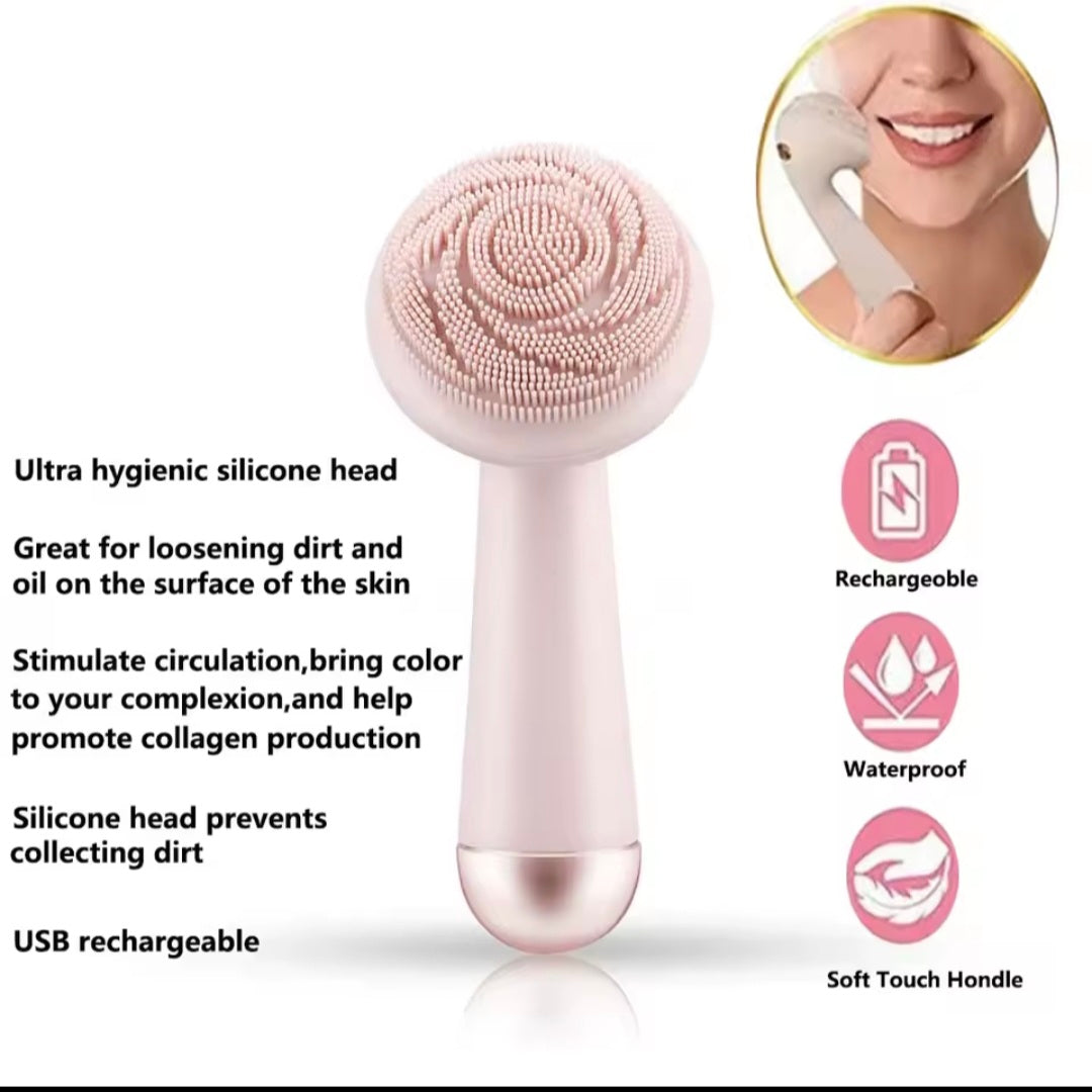 Silicone Facial Cleansing Brush – Waterproof Electric Face Cleanser & Gentle Exfoliator