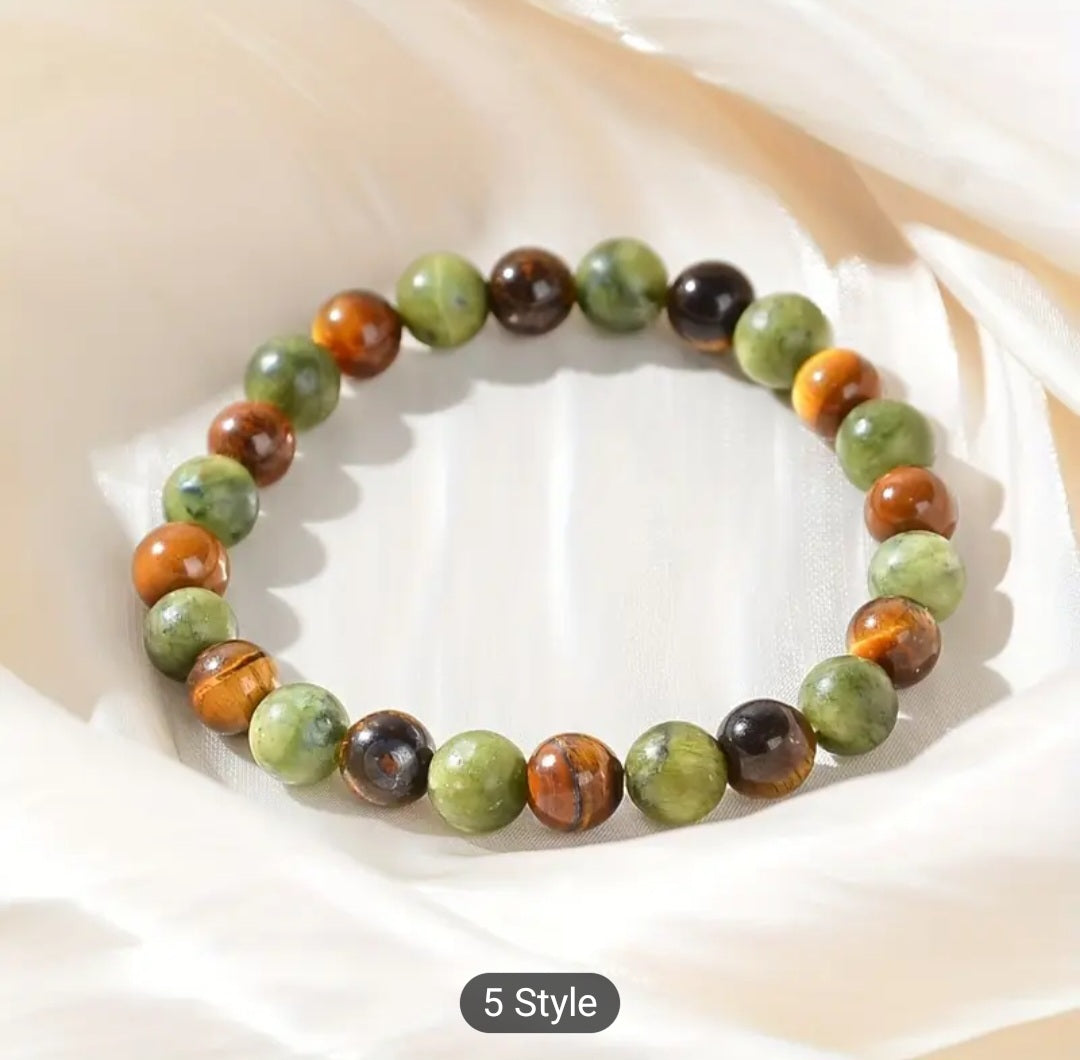 Yhallproduct Money Attraction Bracelet – 11-pcs Tiger Eye & Green Jade Wealth Bracelets