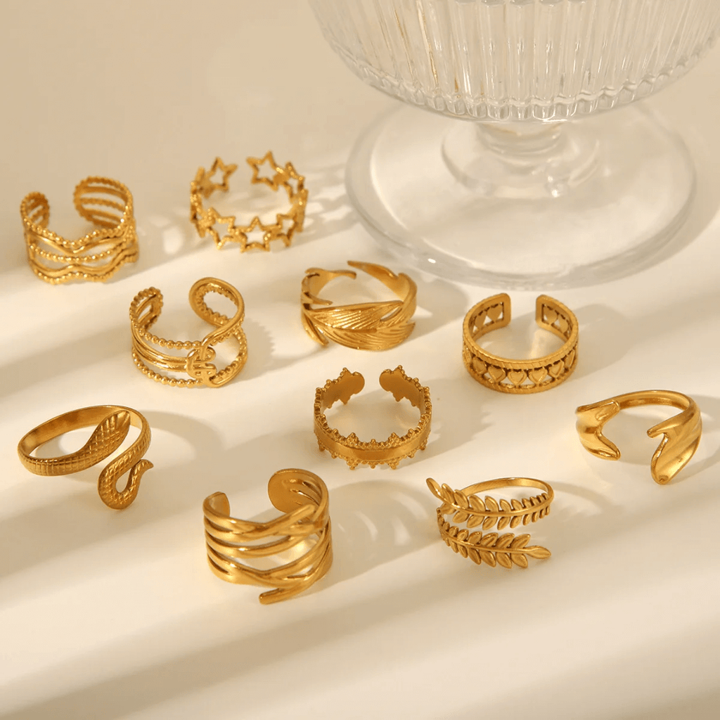 gold plated adjustable rings set