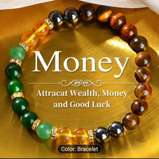 Yhallproduct Pulsera Atrae Dinero – Pulseras de la riqueza de ónix y jade verde de 11 piezas