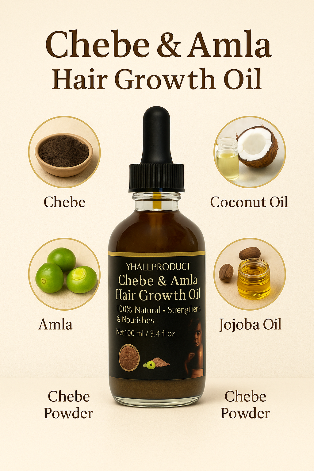 Yhallproduct Chebe Hair Growth Oil with Amla - Sold by Yhallprostore