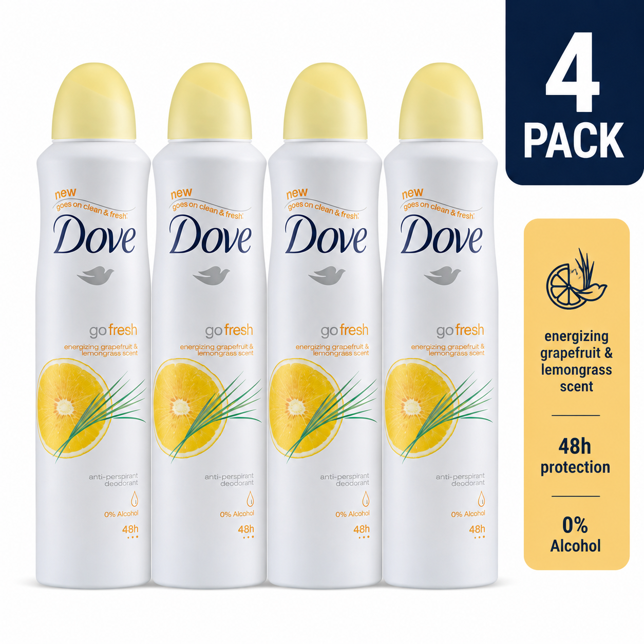 Déodorant antisudorifique Dove Pamplemousse & Citronnelle, 250 ml